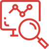 Icon with a green TV screen and a magnifying glass.