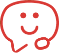 An icon of a smiling face with a speech bubble, representing customer support or communication.