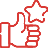 Icon with a hand and a star.
